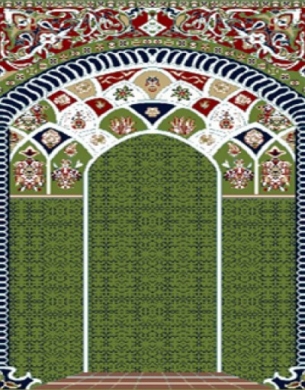 prayer carpet, Afagh pattern, dark green