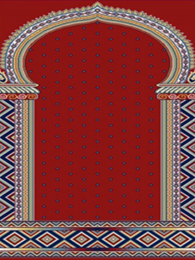 prayer carpet, Khatere pattern, red