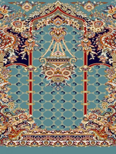 prayer carpet, Tasnim pattern, navy blue