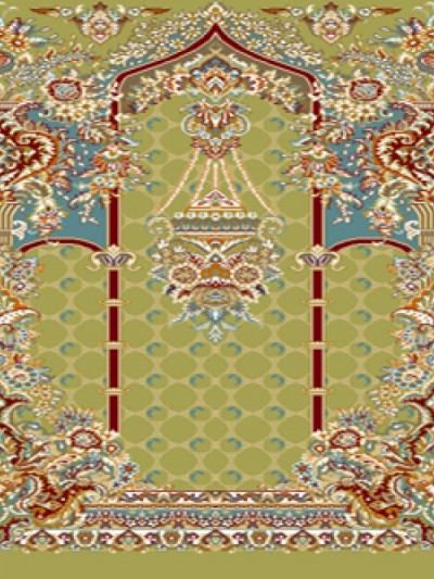 prayer carpet, Tasnim pattern, green