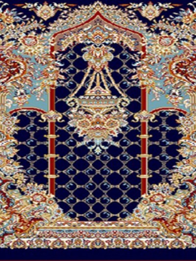 prayer carpet, Tasnim pattern, navy blue